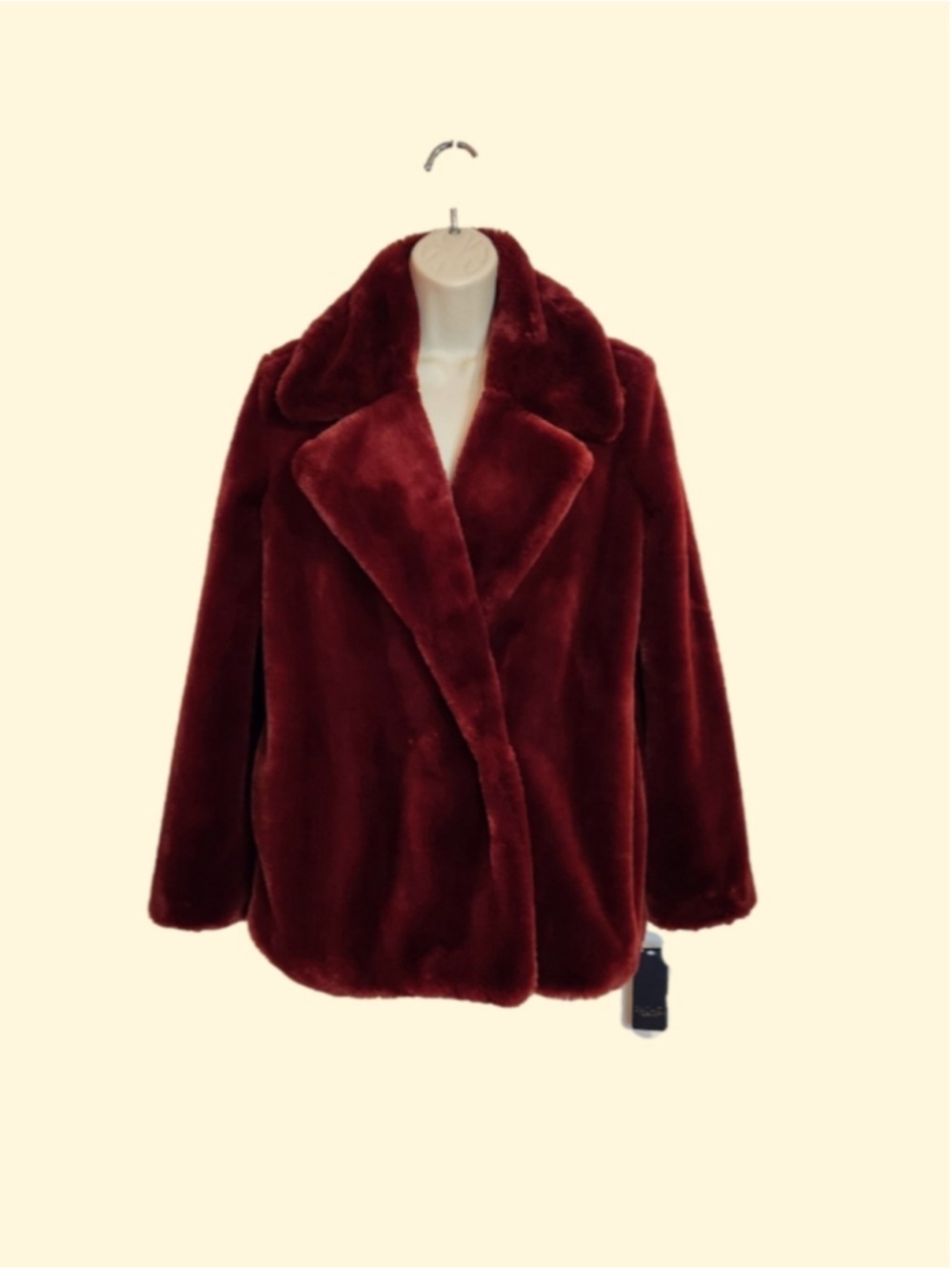 Rachel Roy Red Faux Fur Teddy Collared Plush Snap Jacket X-Small